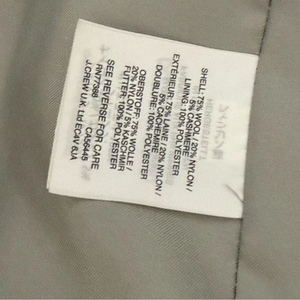 J. Crew Wool Cashmere Nello Gori Light Grey Peacoat size. 0 minimalist - Picture 4 of 8